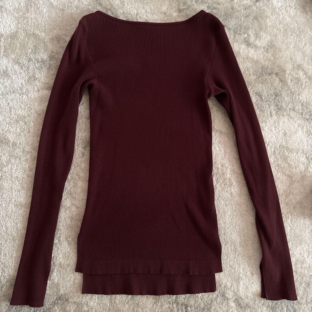 AURALEE バーガンディ リブニット 長袖　ロンハーマン