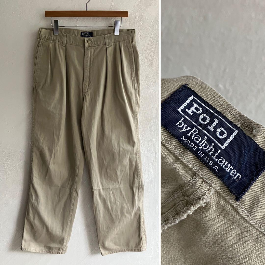USA製 初期タグ Ralph Lauren タックチノ チノパン 34