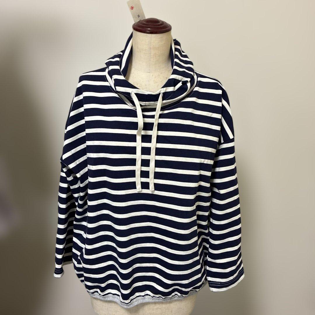 快晴堂　ボーダー　裾ギャザー　パーカー 新品未使用品