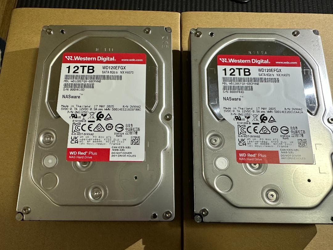 WD120EFGX 12TB HDD 2台セット 分売不可（値下げしました）