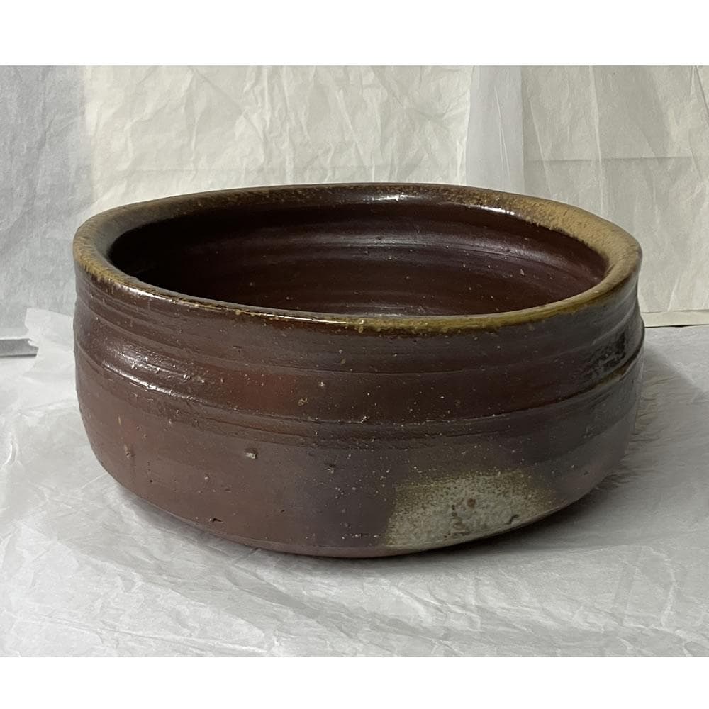 e3137 人間国宝 藤原啓 備前焼 鉢 共箱 口径22～24cm