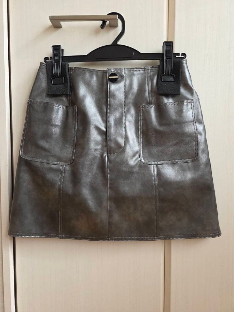 スカート sheller silver leather mini skirt