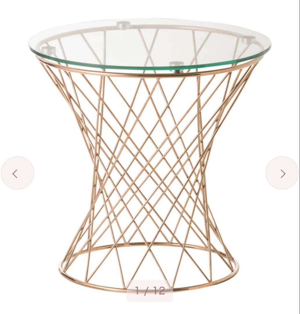 Francfranc マーリア サイドテーブル クリア×ゴールド φ500