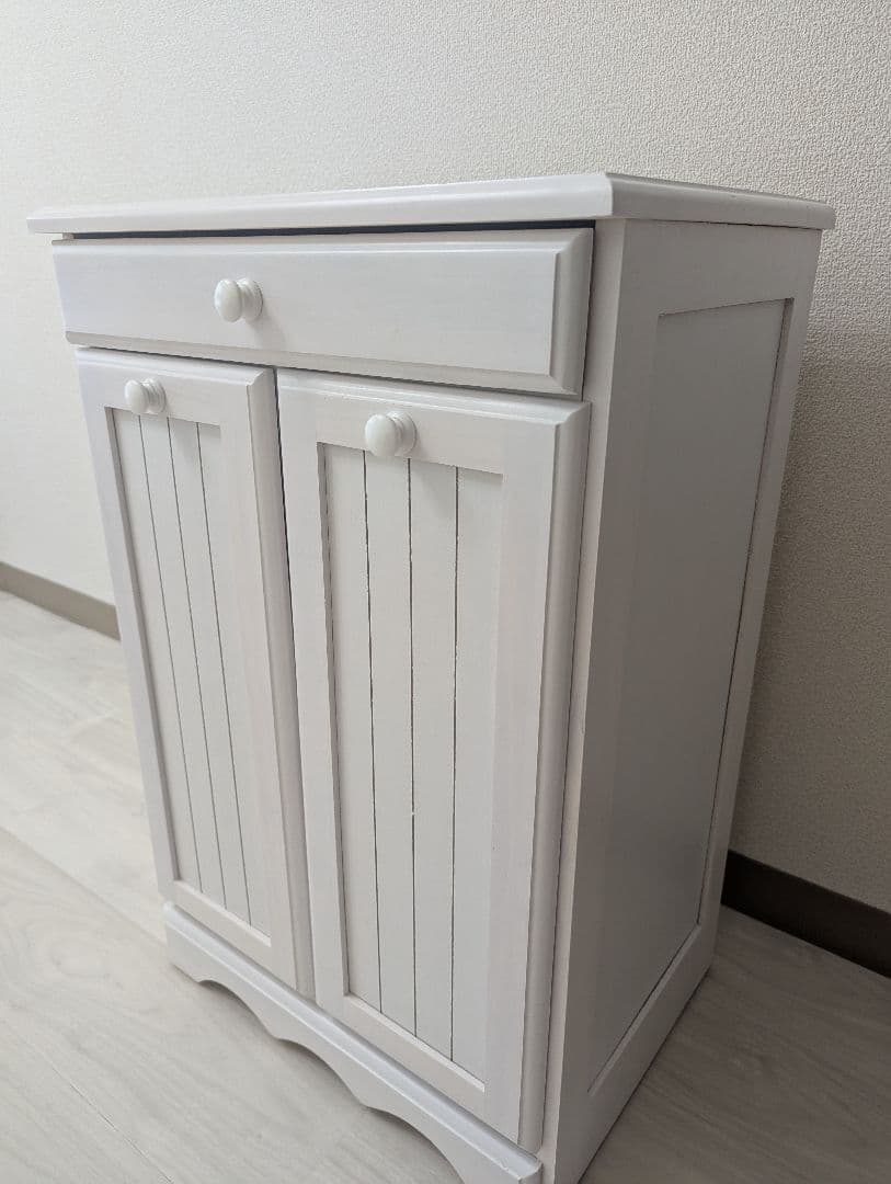 カントリー調 木製ゴミ箱 引き出し 隠しキャスター付