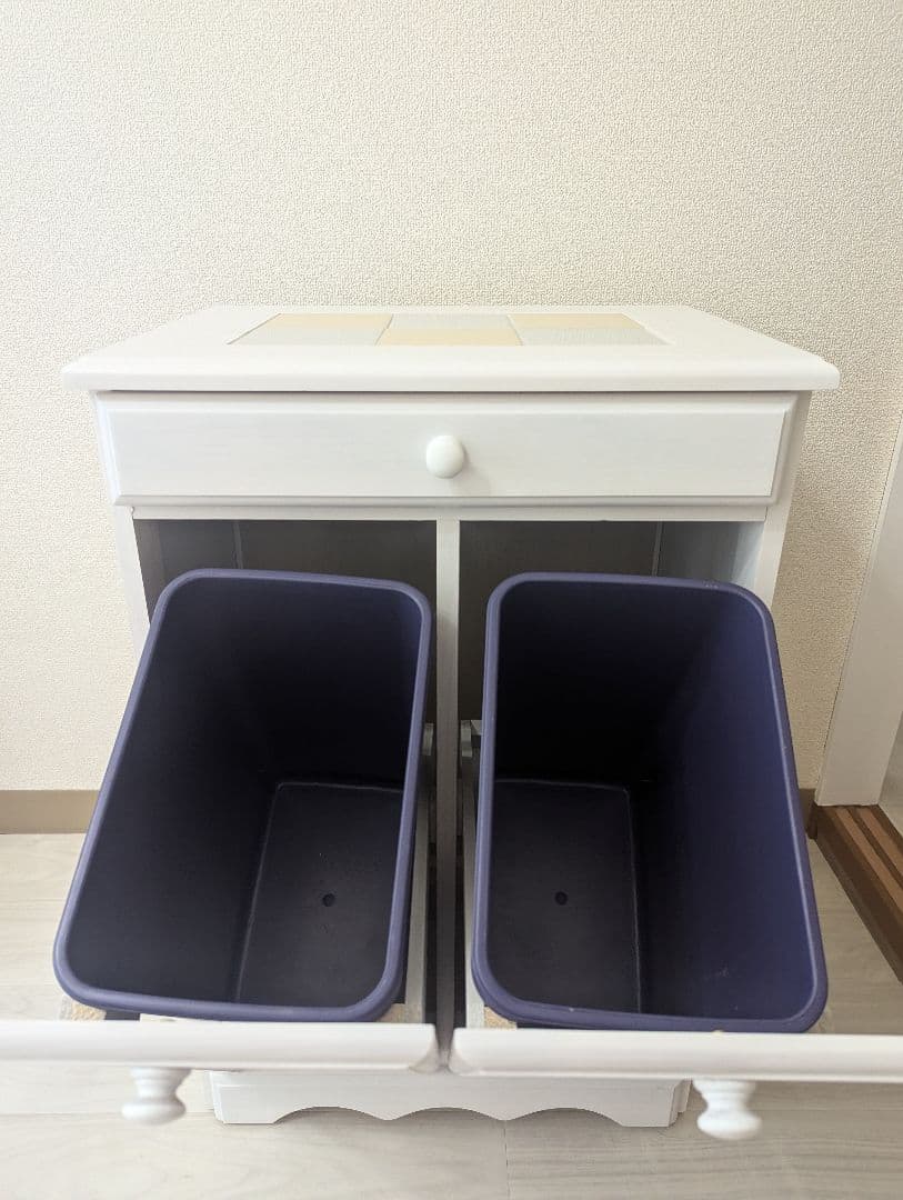 カントリー調 木製ゴミ箱 引き出し 隠しキャスター付