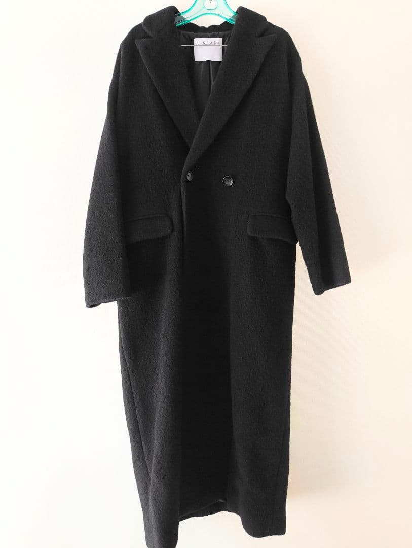 RIM.ARK 黒 ウール ダブルブレスト ロングコート