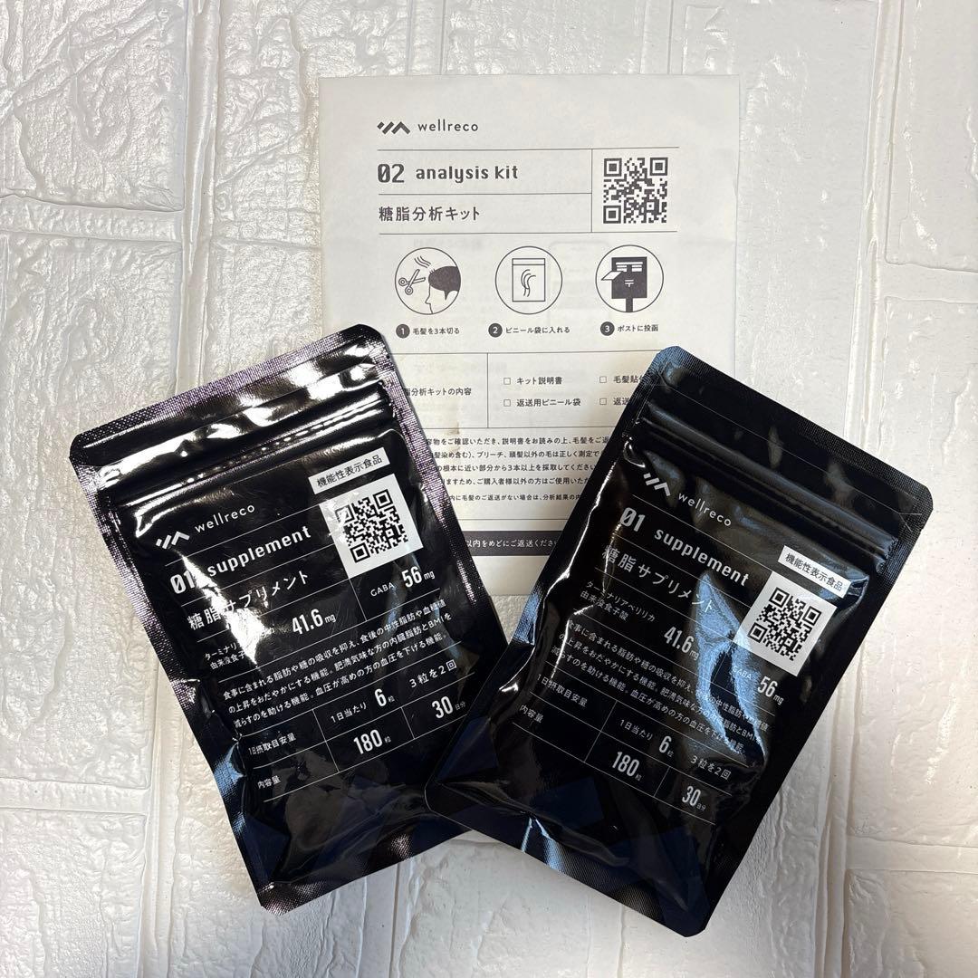 【新品未使用】wellreco 糖脂サプリメント2袋　糖脂分析キット付き
