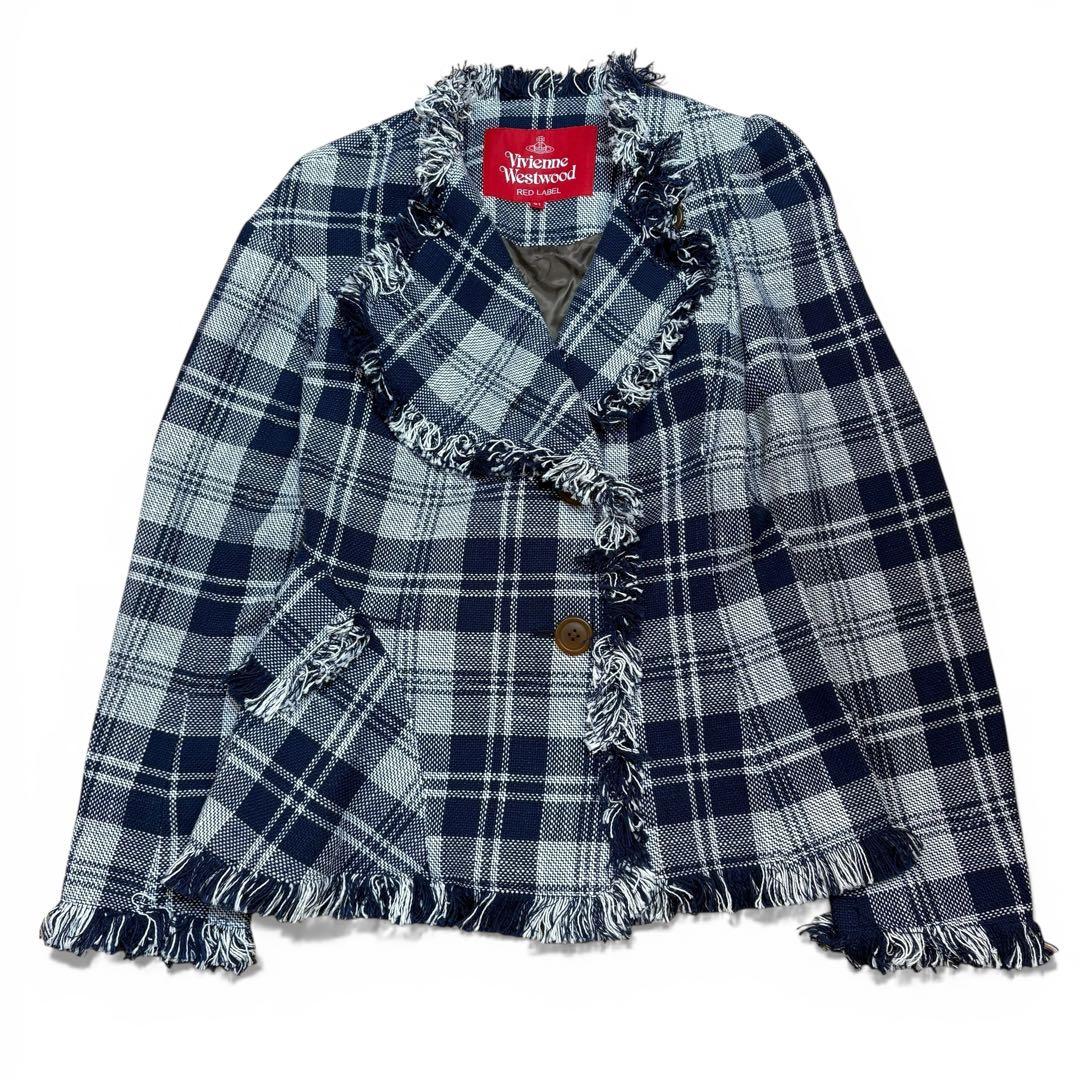 極美品 ヴィヴィアンウエストウッドレッドレーベル チェック柄 変形襟ジャケット