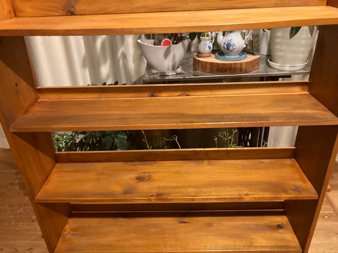 昭和レトロ　木製本棚　くさび式　棚5段　②