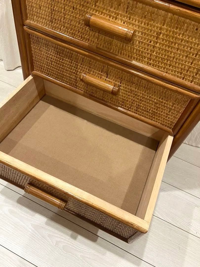 ラタン チェストタンス 5段引き出し 昭和レトロ 押入れ収納 藤
