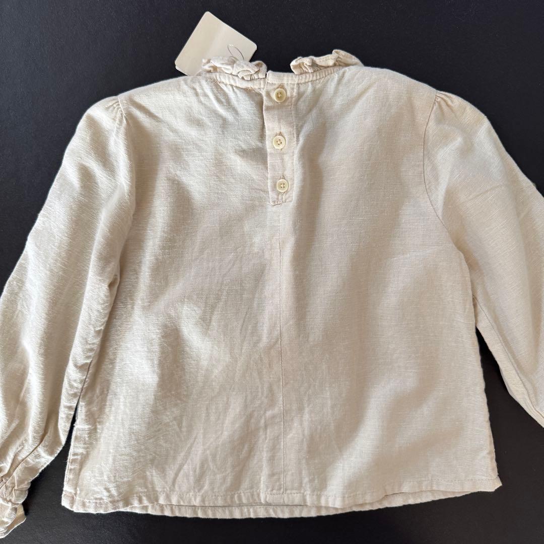 apolina アポリナ 袖刺繍　ブラウス　フリル襟　3-5y