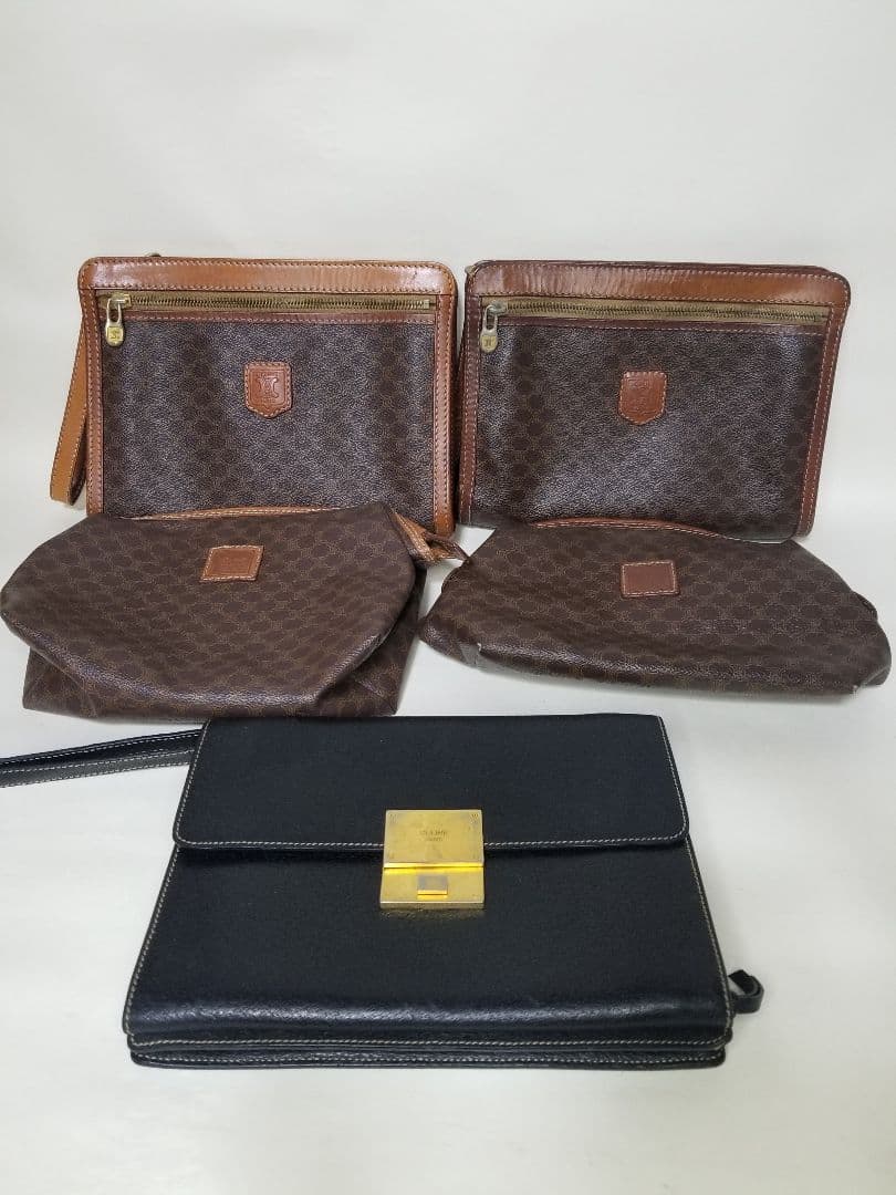 セリーヌ 3クラッチバッグ、セリーヌ マカダム 2ハンドポーチブラウン、ブラック