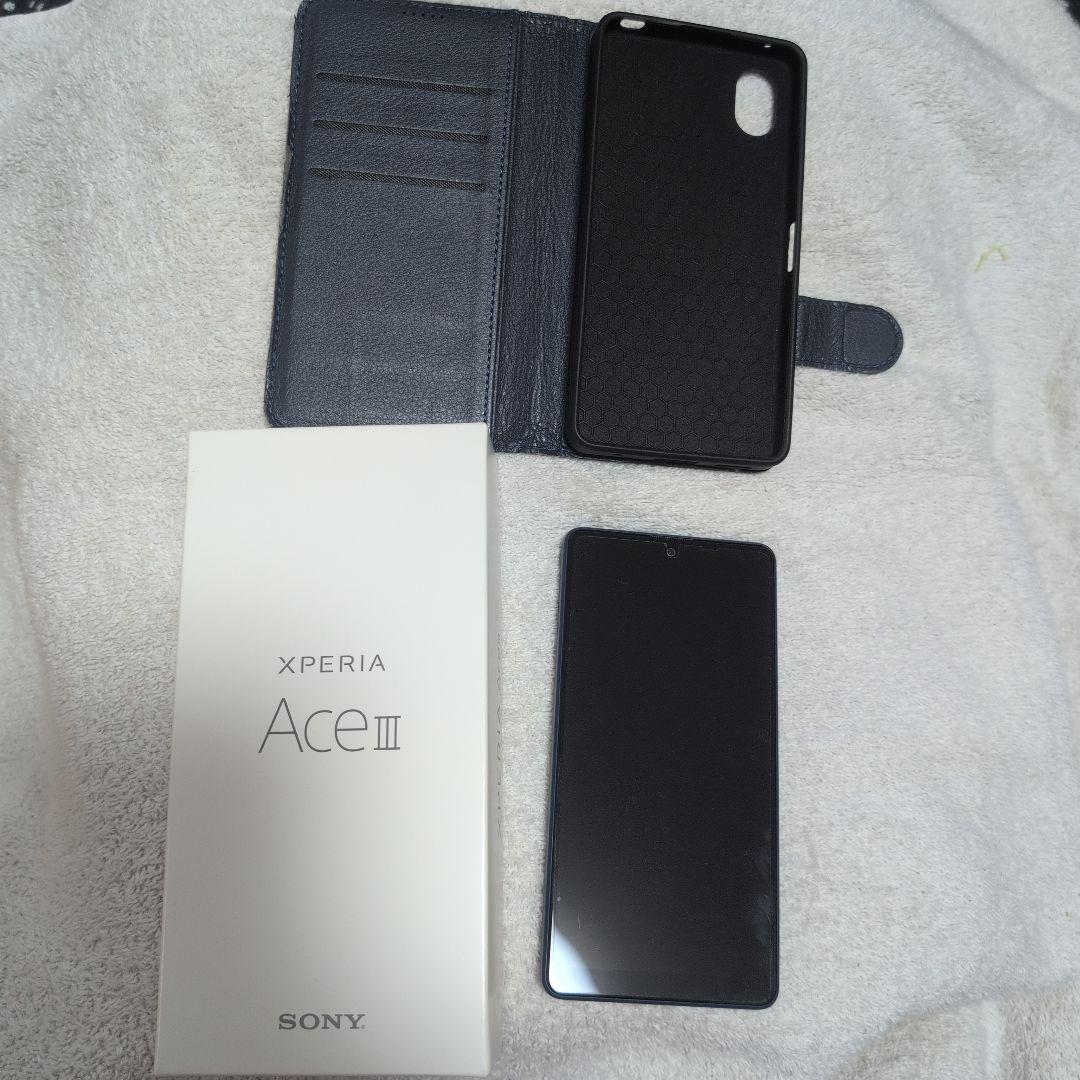 Xperia Ace III SOG08 ブルー au 本体 ケース付き