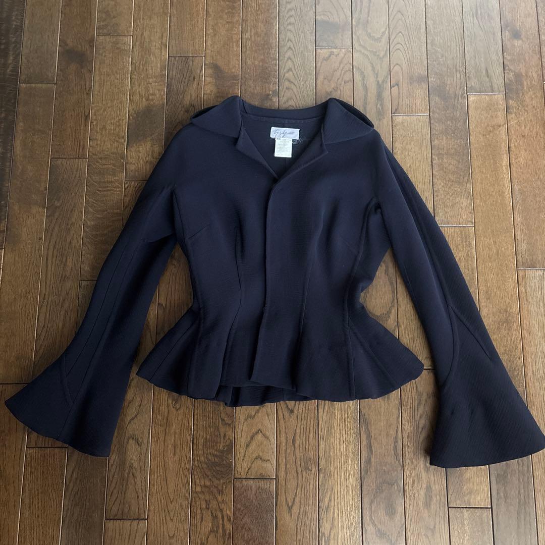 Yohji Yamamotoネイビー フレアスリーブ テーラードジャケット