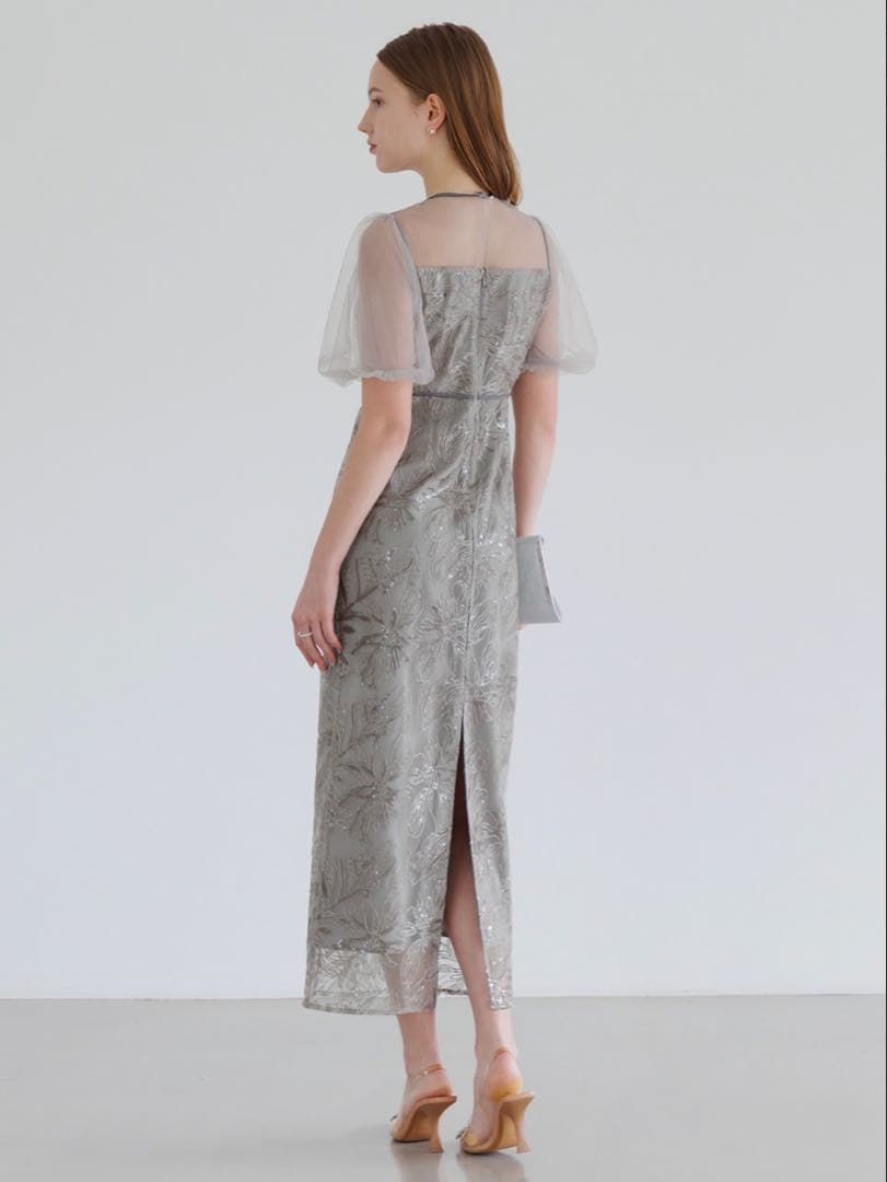 アシンメトリーシアーフラワーワンピースドレス結婚式二次会パーティー成人式デート