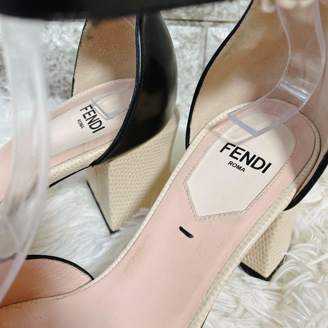 【極美品】FENDIフェンディ　アンクルストラップ　チャンキーヒール　ミュール