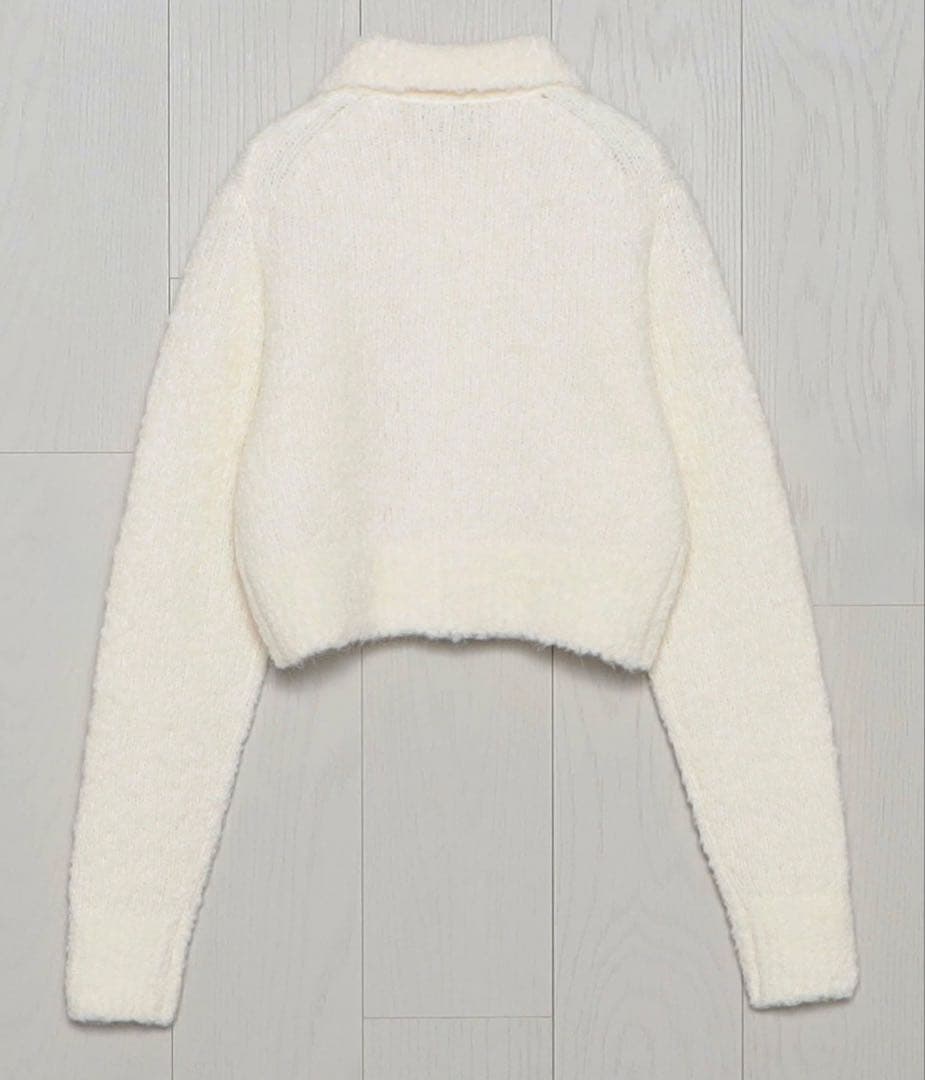 【美品】H BEAUTY&YOUTH ウールアルパカ ブークレジップカーディガン