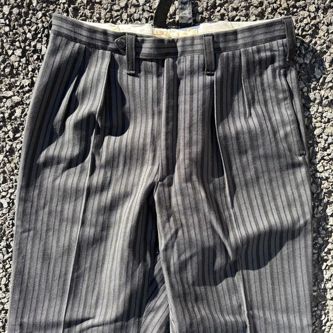 50s 60s ウール　ツータックストライプスラックス