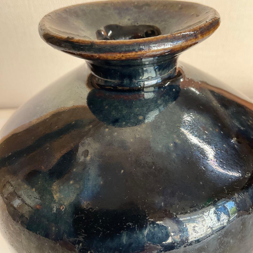 古伊万里　瑠璃釉海鼠壺　江戸時代中期頃