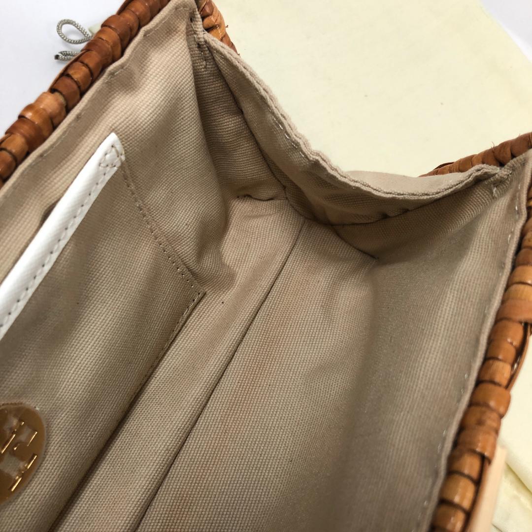 TORY BURCH クラッチバック　かごバッグ　ラタン　レザー　正規品