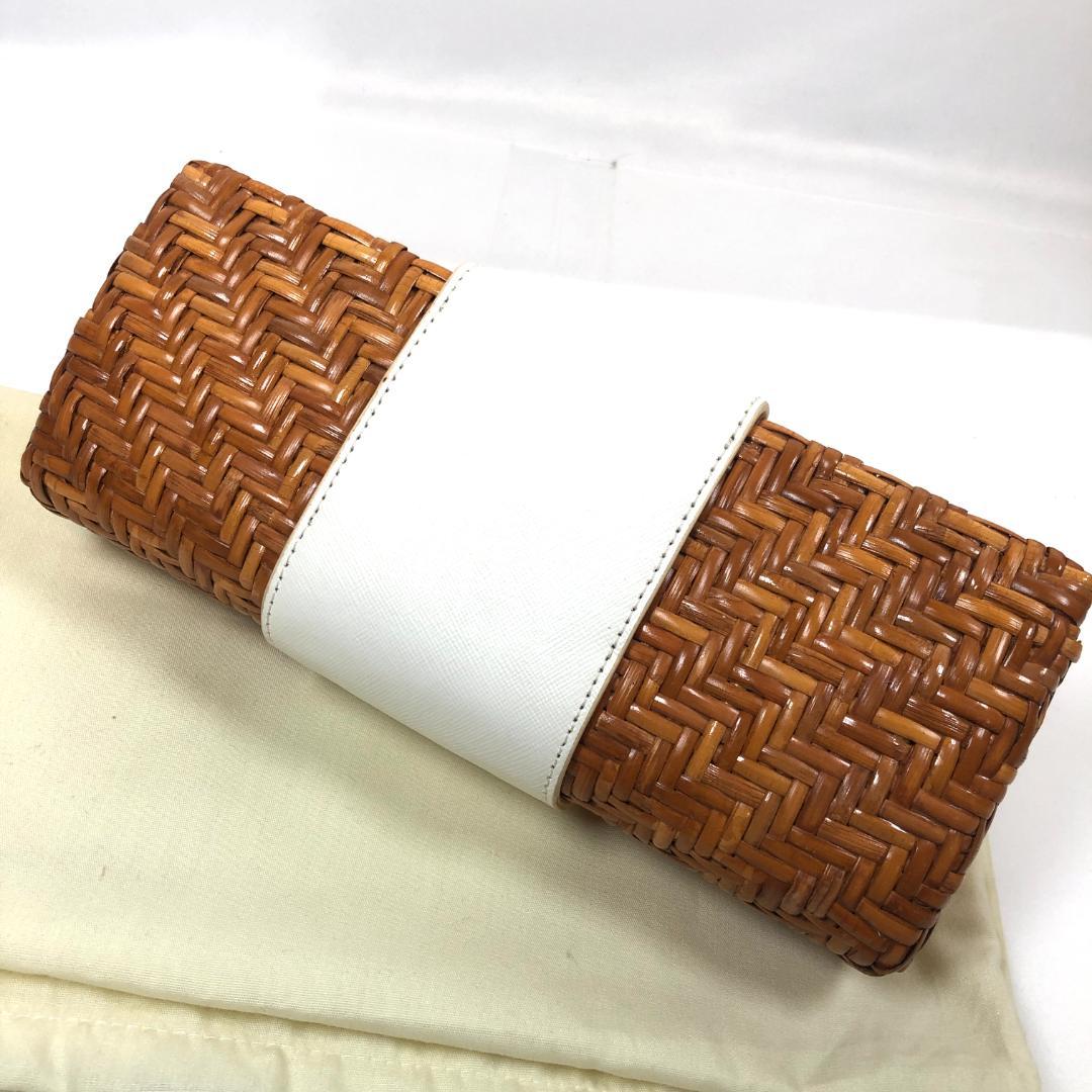 TORY BURCH クラッチバック　かごバッグ　ラタン　レザー　正規品
