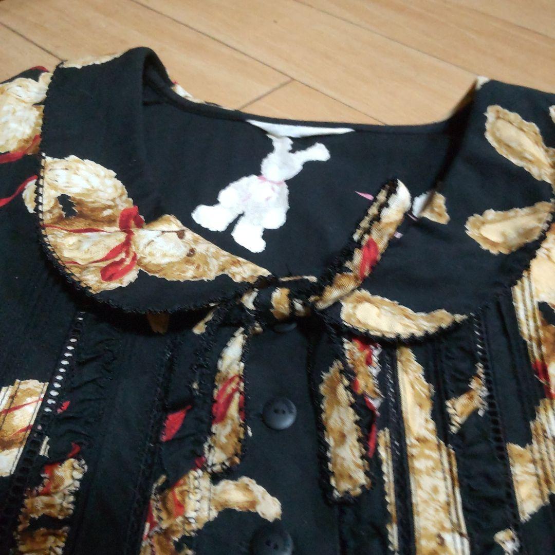 美品ピンクハウス　ぬいぐるみうさぎプリントワンピース