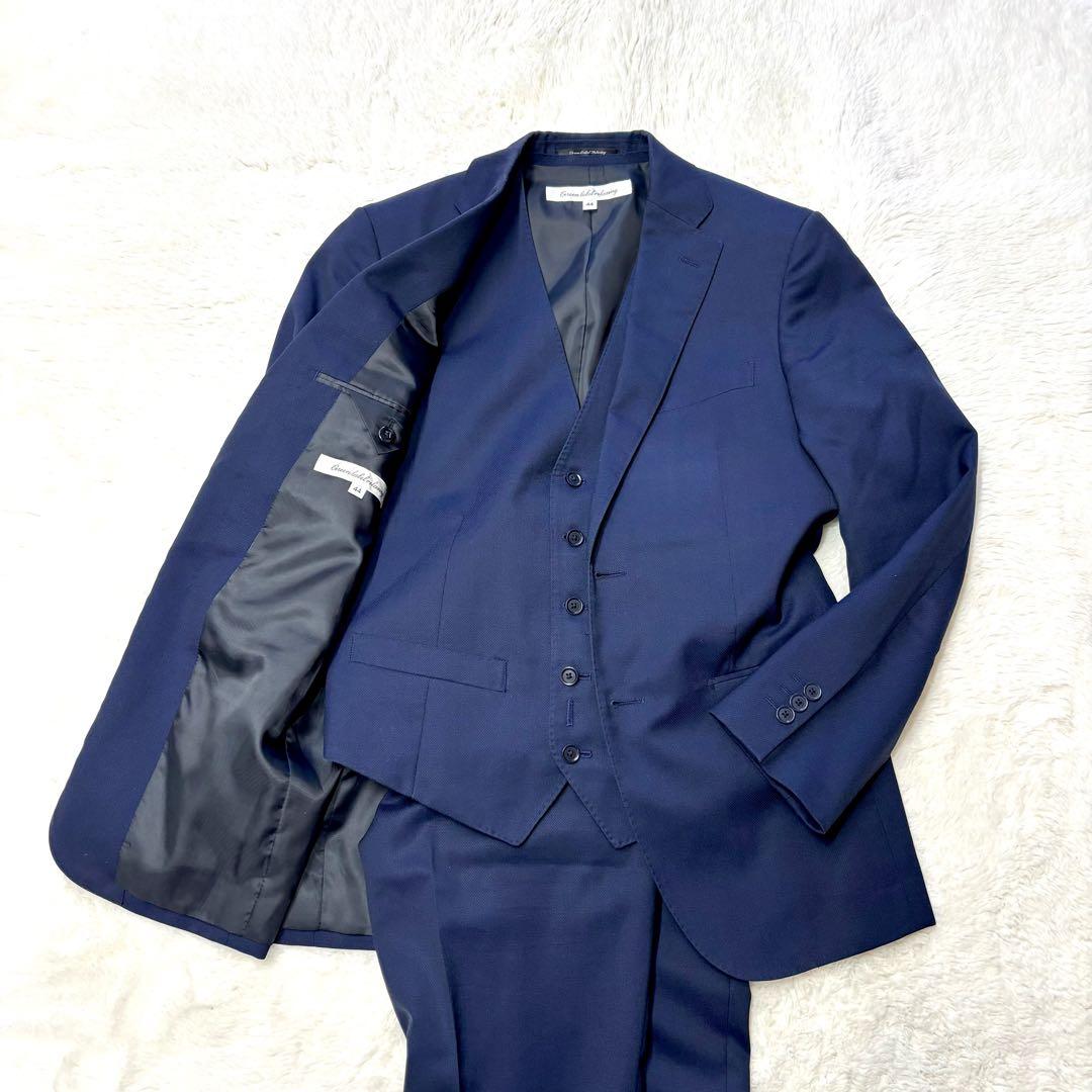 green label relaxingネイビー 3ピース スーツセットアップ