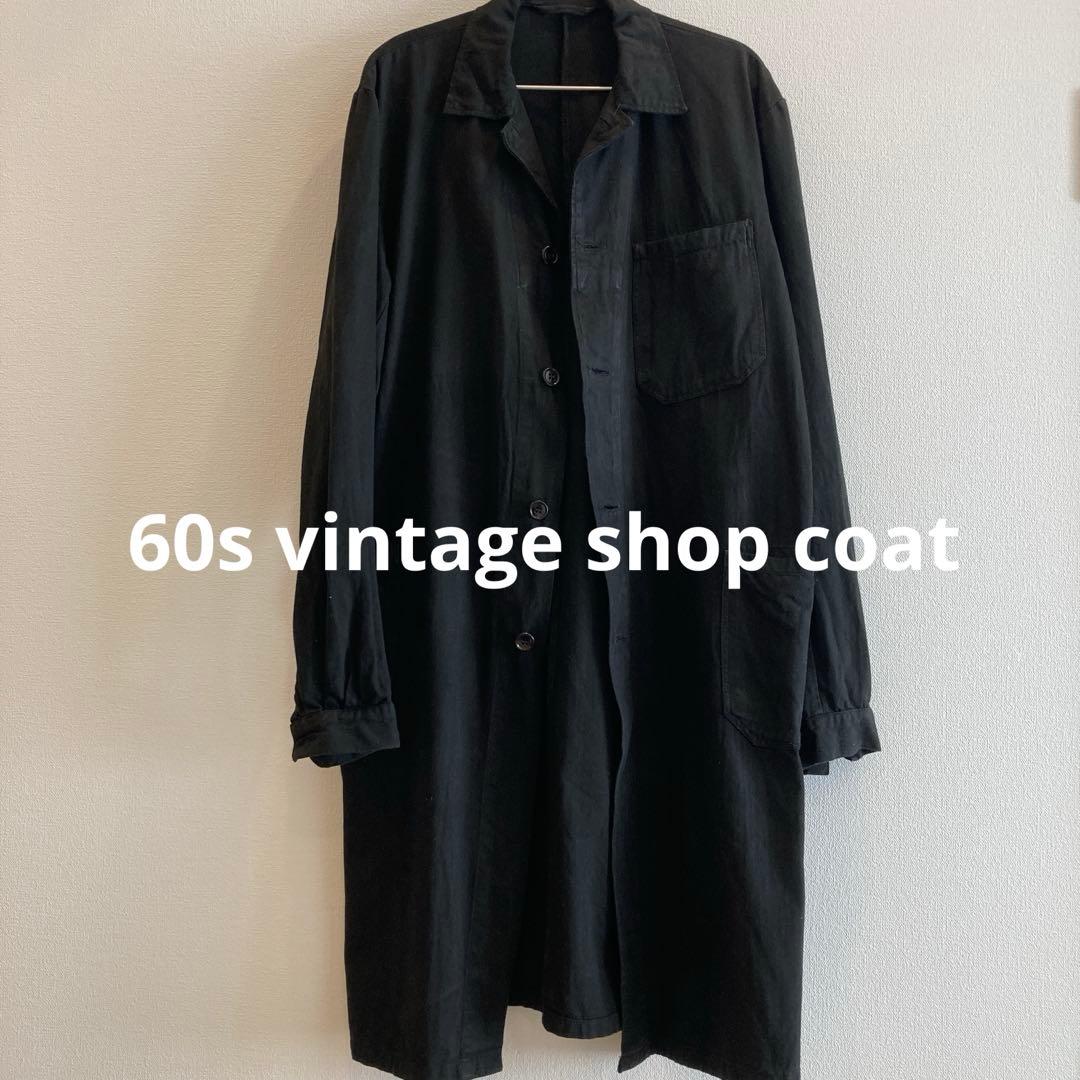 60s vintage ショップコート　アトリエコート　ヘリンボーン　ブラック