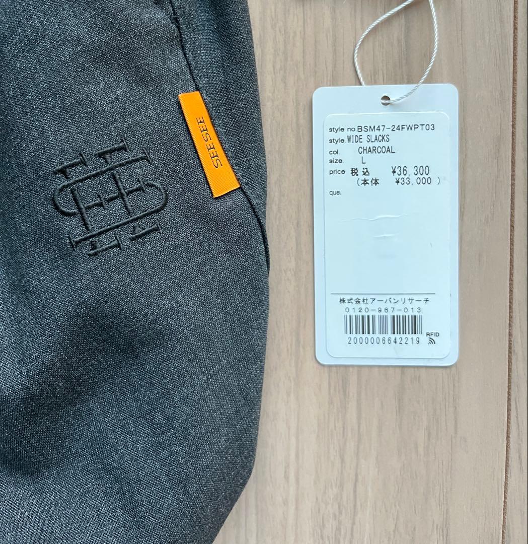 L チャコール SEE SEE WOOL WIDE SLACKS ウール sfc
