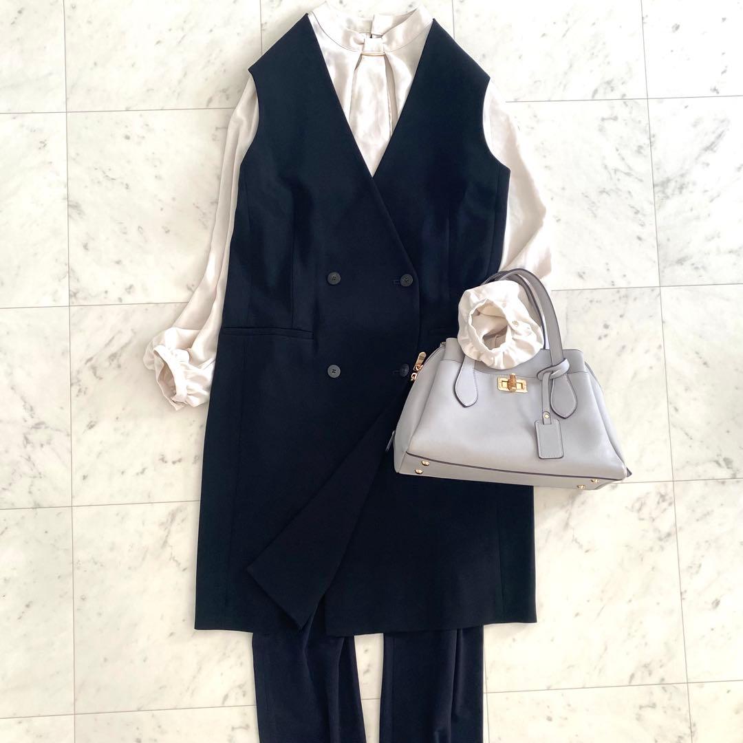 美品 セオリー Theory ダブルブレストロングジレ ベスト ノーカラー 2