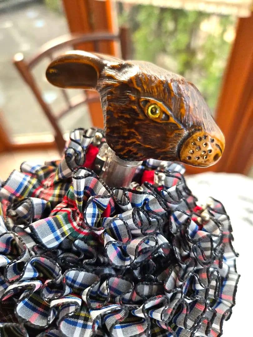 希少チェック柄フリル！ フランスGUY deJEAN ウサギ頭の折りたたみ傘