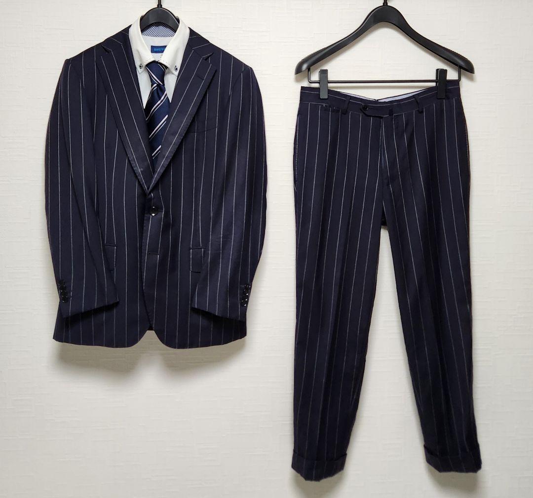 トゥモローランド　×　カルロバルベラ　メンズ　スーツ　セット　濃紺　ストライプ