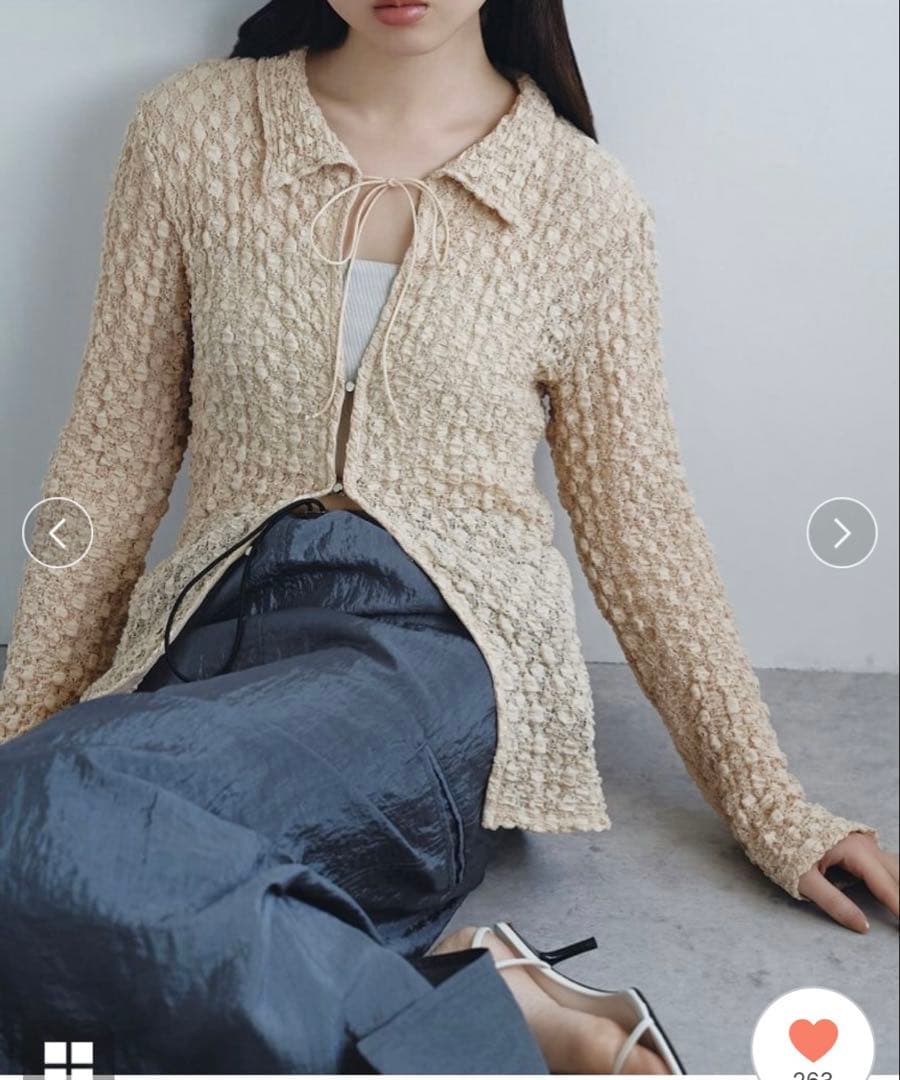 CODE A コードエーshrink lace blouse