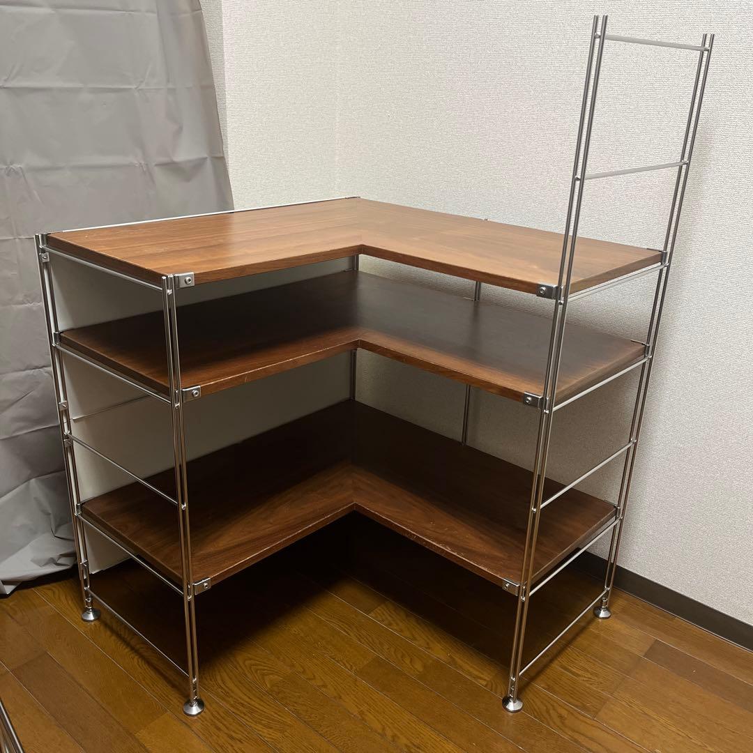 無印良品　ステンレスユニットシェルフ　コーナータイプ(ウォールナット材)セット