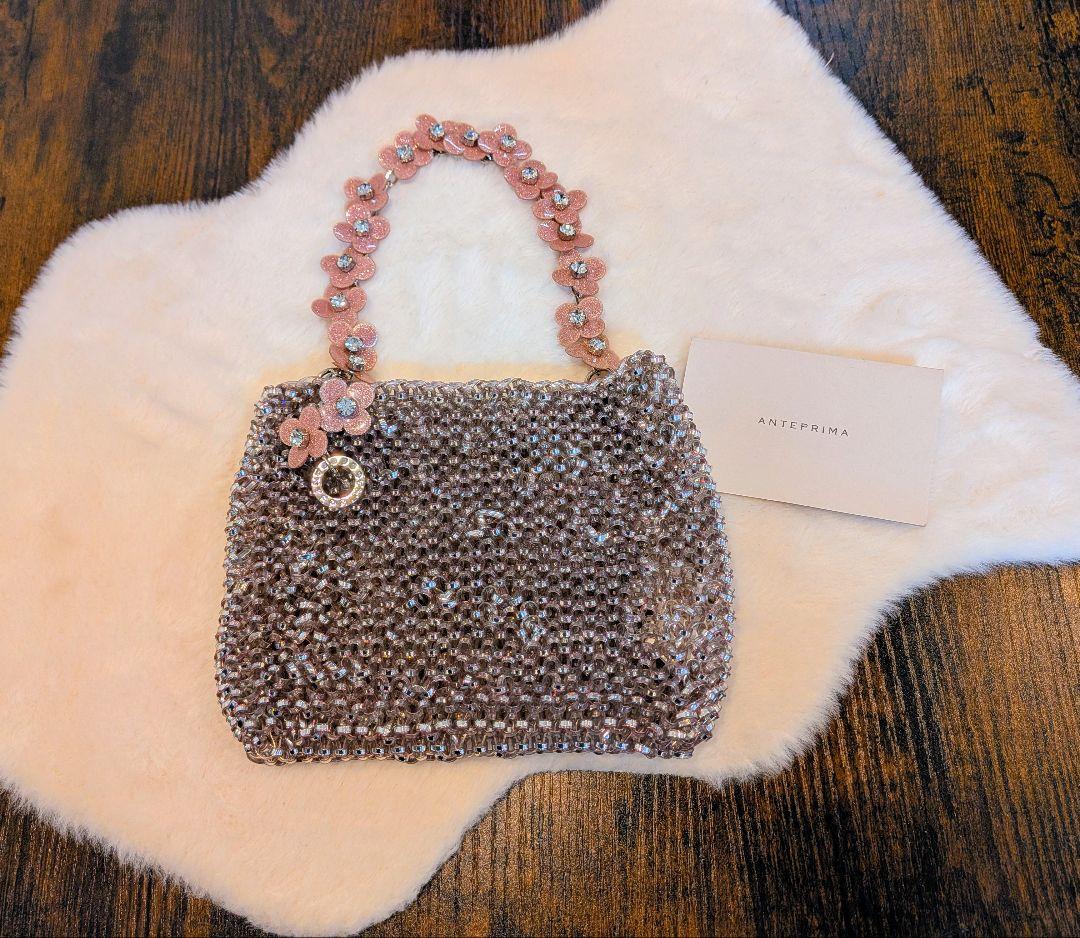 美品✨️アンテプリマ＊* フラワーハンドル ピンクベージュ バッグ