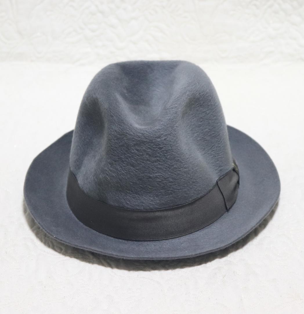 新品【ボルサリーノ】高級グアナゴ 兎 グアナゴの毛 ファーフェルトハット 60