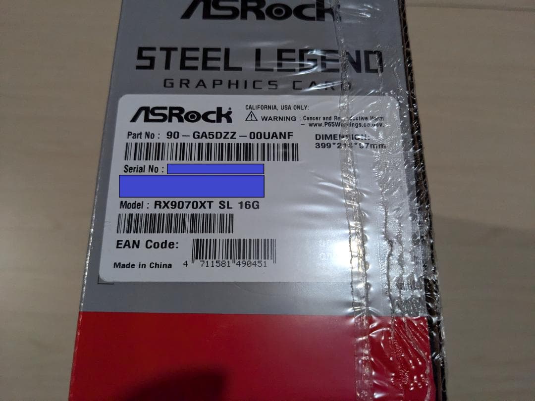 新品未開封 ASRock RX9070XT Steel Legend 16GB