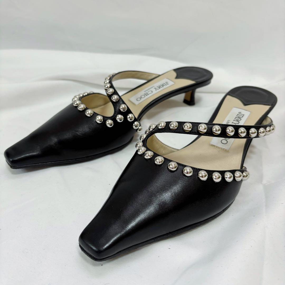 美品✨　JIMMY CHOO ジミーチュウ　ミュール　カーフ　レザー　スタッズ