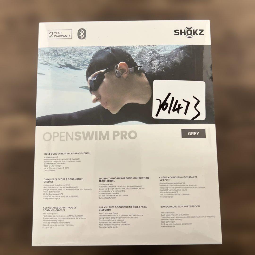 261473 Shokz OpenSwim Pro骨伝導イヤホン 水泳用グレー