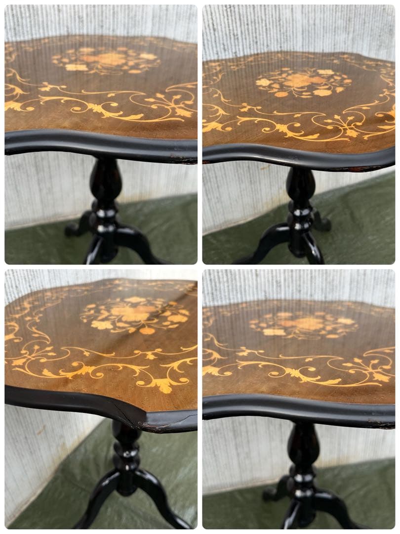 【サイドテーブル】イタリア　象嵌細工　コーヒーテーブル　花台　飾り台　インテリア