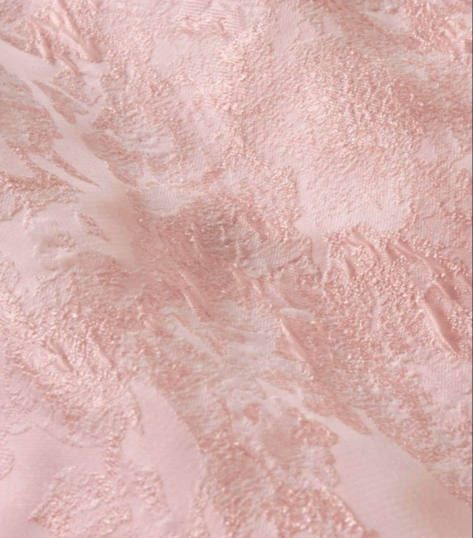 【ANDRESD】バブルスリーブジャガードドレス ピンク