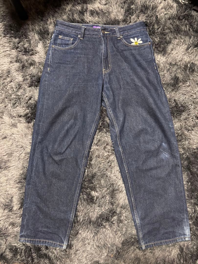 LABROS ダークブルーデニム 花刺繍