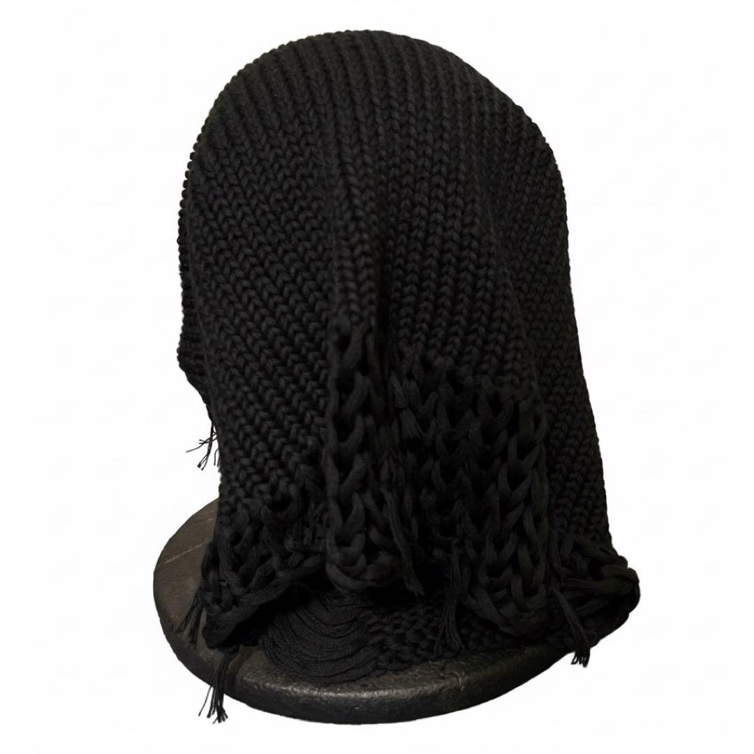 入手困難 ダメージ加工 黒 編み込み ロングビーニー