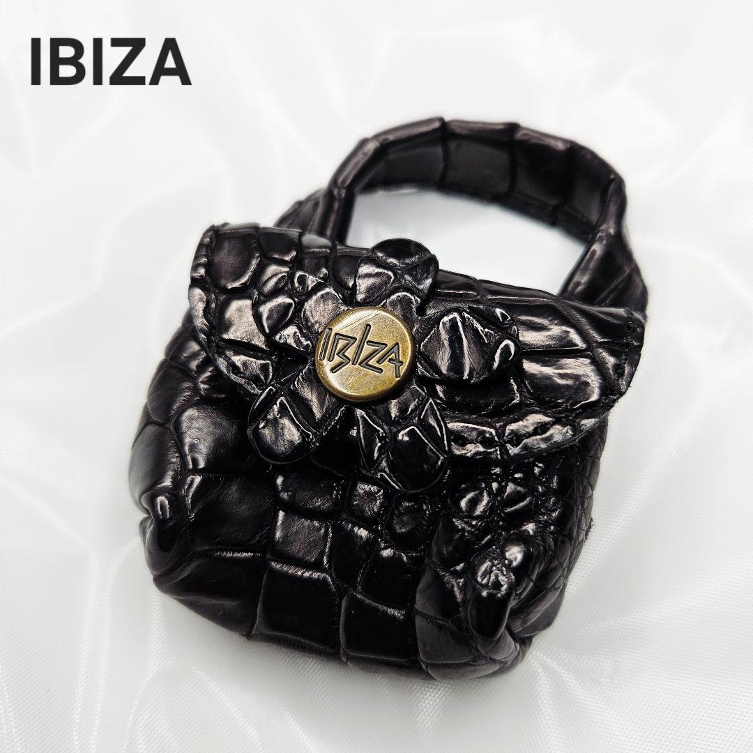 新品 イビサ IBIZA クロコダイル ミニバッグ チャーム 黒