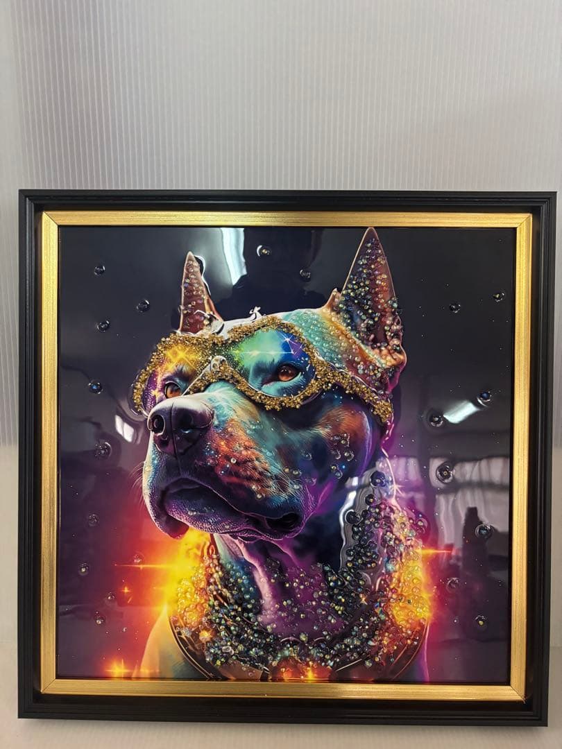 【オシャレインテリア‼️】クリスタルアート ネオンドッグ 41x41cm