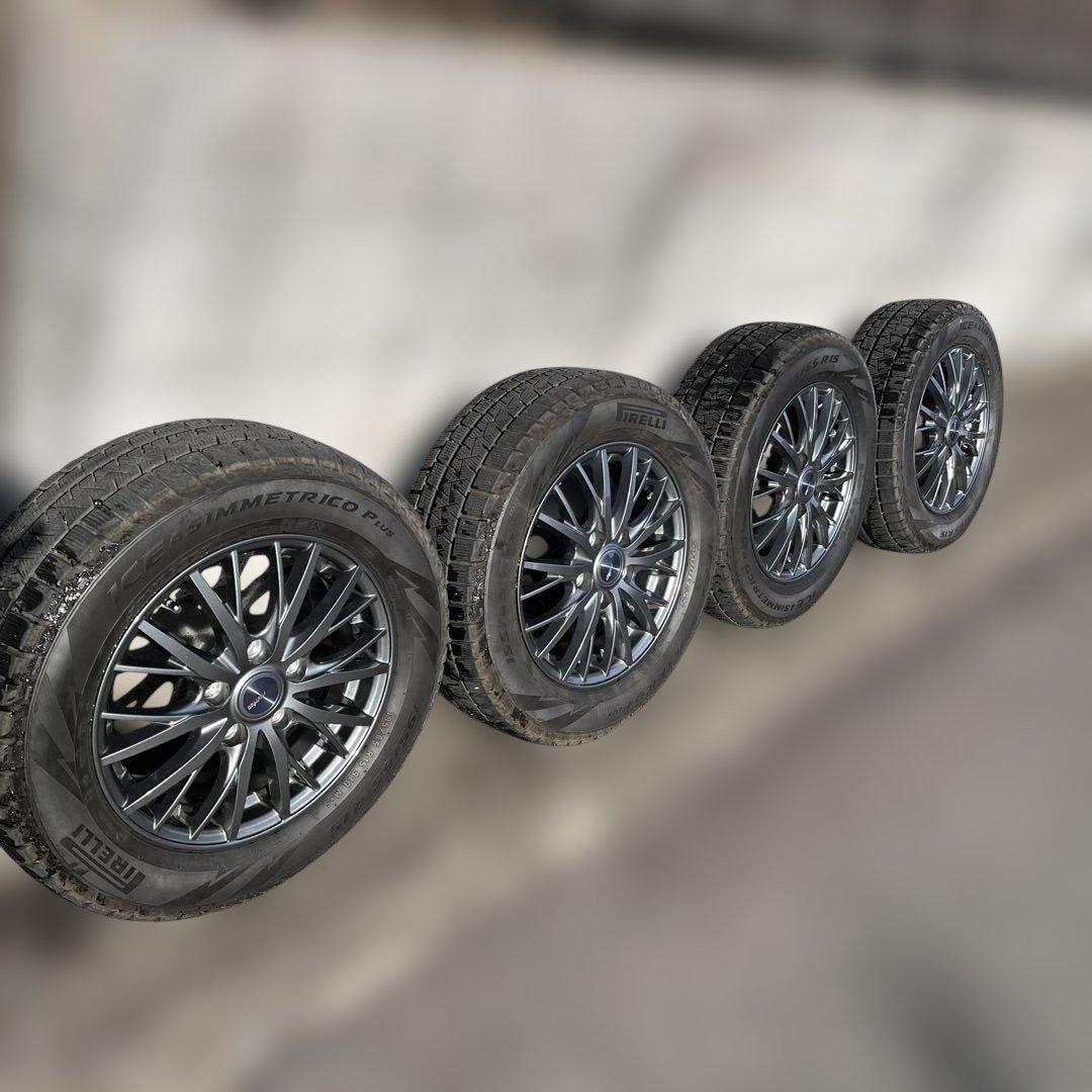 美品ピレリ製195/65r15スタッドレスタイヤをWEDS製アルミホイールに装着