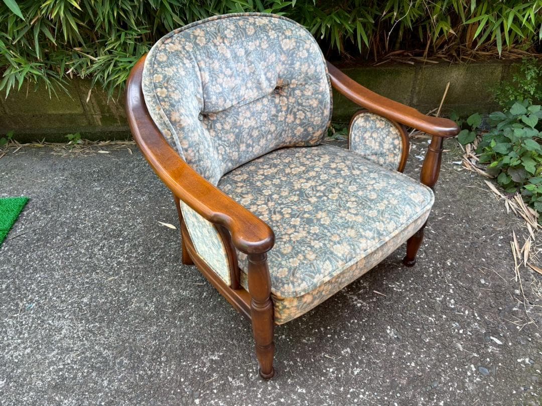 ②　karimoku　カリモク　コロニアル　アームチェア　ソファ　ヴィンテージ