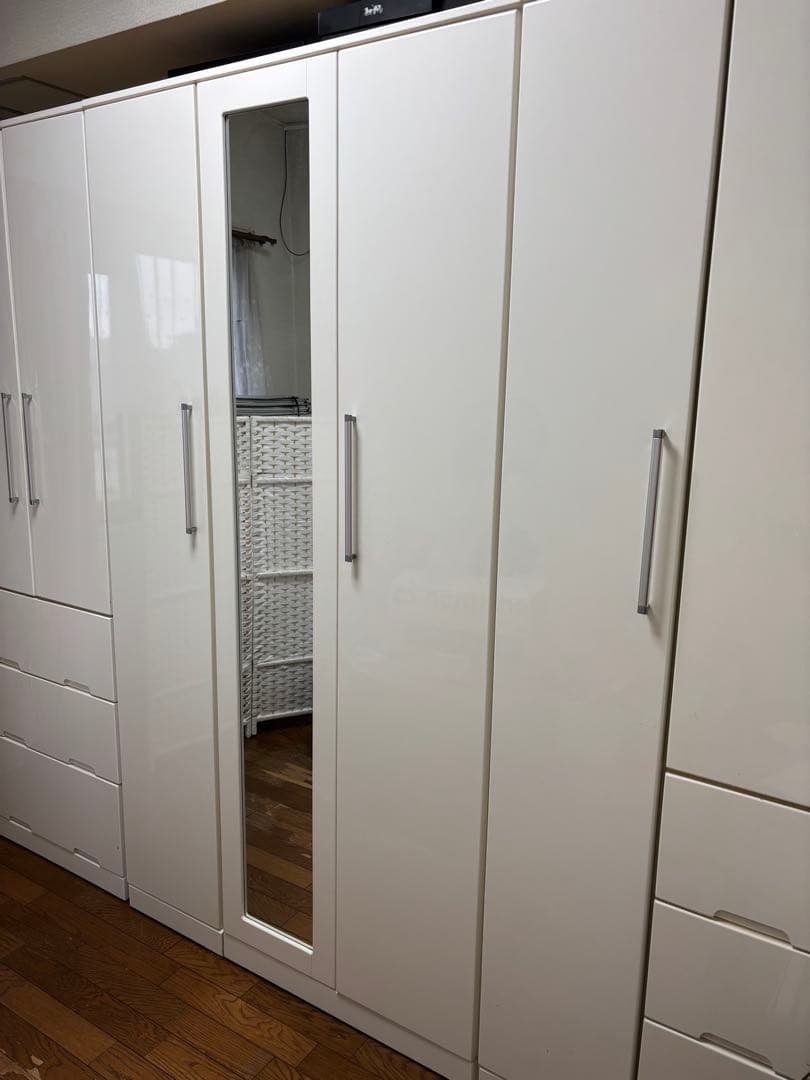 ニトリ　ワードローブ　ホワイト 洋服タンス ミラー付き　FSV-33-100 ②