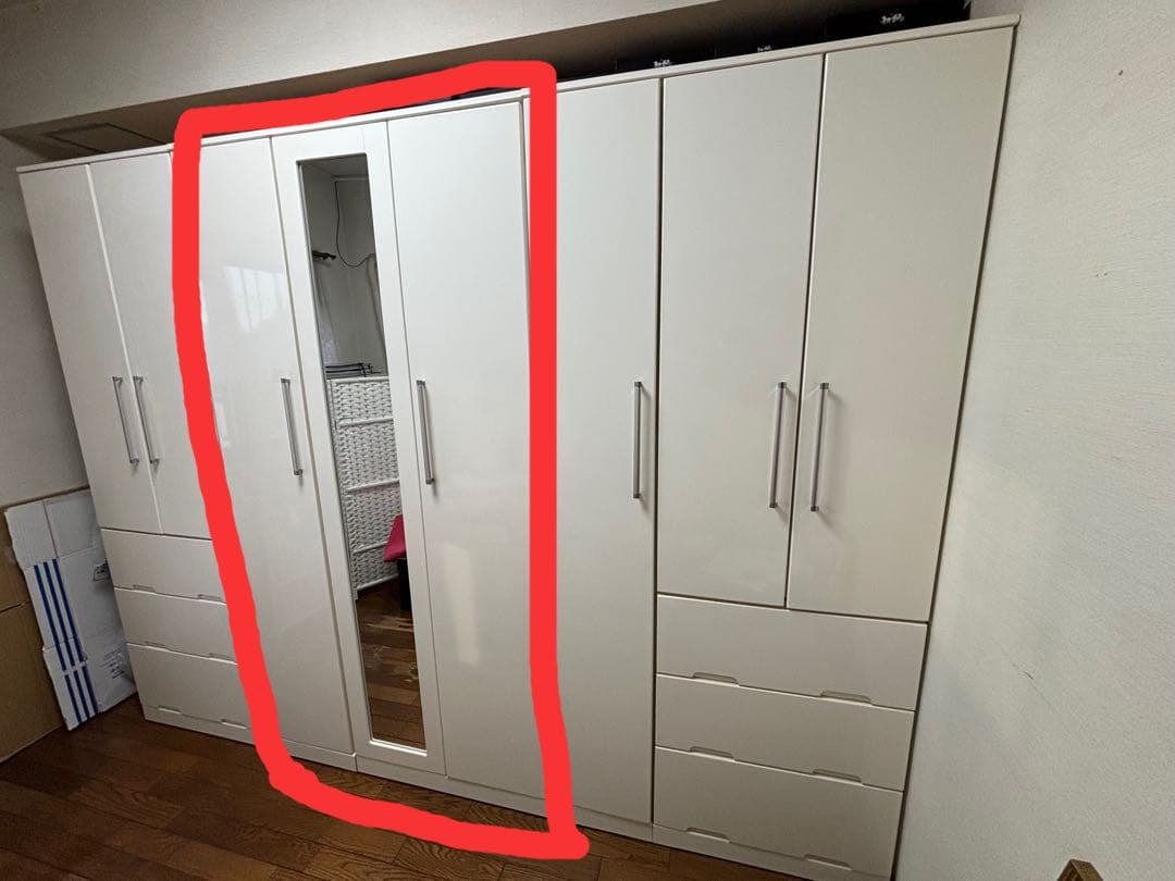 ニトリ　ワードローブ　ホワイト 洋服タンス ミラー付き　FSV-33-100 ②