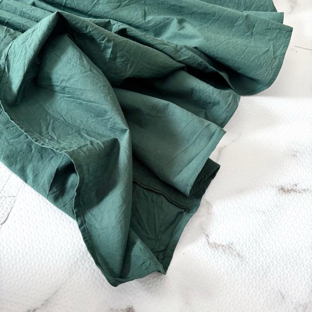 BEARDSLEY ビアズリー　ギャザーワンピース　ダークグリーン　洗える　長袖